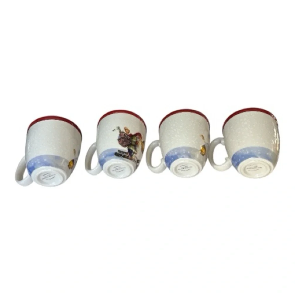 Williams-Sonoma Nortic Elf Mug set making a snowman pattern set of 4
